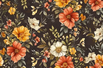 Zelfklevend Fotobehang A colorful seamless floral pattern. © Suzy