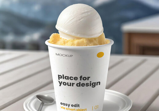 Ice Cream Paper Cup Design Mockup 01