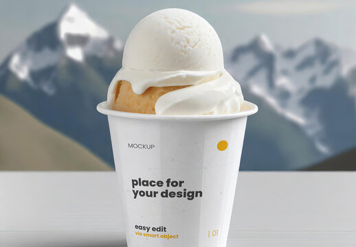 Ice Cream Paper Cup Design Mockup 02