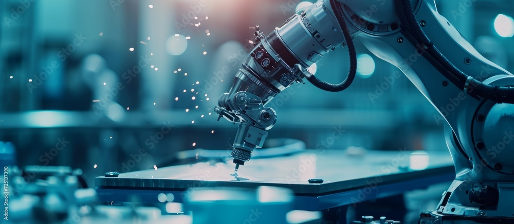 Poster robotic arm programming in the modern era of automatic manufacturing involves automation engineering