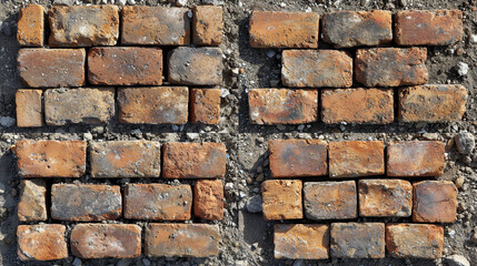 Aged and Weathered Brick Surface with Varied Textures and Colors