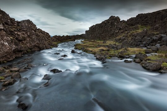 Oexara River, Pingvellir or Thingvellir or Pingvellir, Rift Valley, National Park, Iceland, Europe