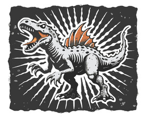 Spinosaurus roaring vector art. Design for t-shirt, sticker, poster, banner, bags.