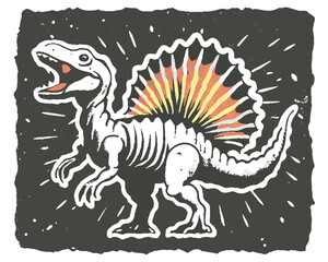 Spinosaurus roaring vector art. Design for t-shirt, sticker, poster, banner, bags.