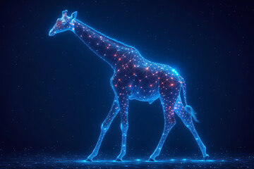 giraffe Digital wireframe polygon illustration. technology of lines and points.