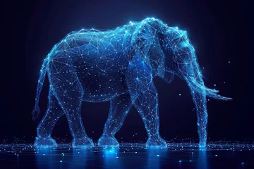 Foto op Aluminium elephant. Illustration of a digital wireframe polygon. technology of lines and points.  © Evhen Pylypchuk