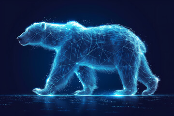 polar bear. Digital wireframe polygon illustration. technology of lines and points. - obrazy, fototapety, plakaty