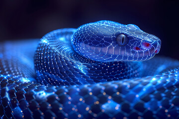 snake. Digital wireframe polygon illustration. line and dots technology  .  
