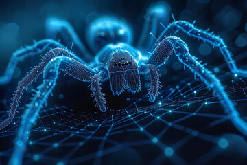 spider. Digital wireframe polygon illustration. line and dots technology  .  
