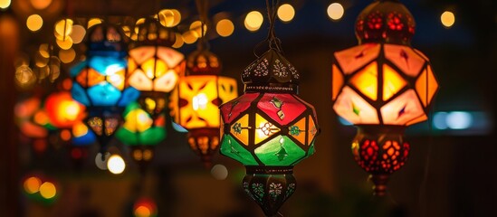 Brightly colored lantern lights decorate homes during the Diwali festival.