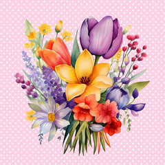 Spring flower Easter watercolor flower watercolor flower bouquet