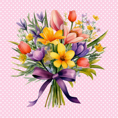 Spring flower Easter watercolor flower watercolor flower bouquet
