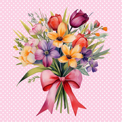 Fototapeta premium Spring flower Easter watercolor flower watercolor flower bouquet