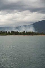 Smoke coming from land in Sumatra Indonesia