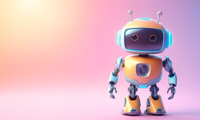 Obraz premium adorable robot set against a light gradient background