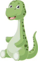 Cute baby brontosaurus dinosaur cartoon sitting