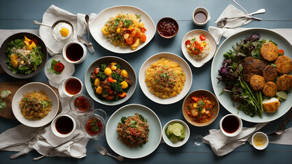 Family lunch table (top view)