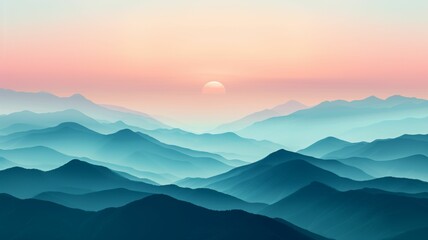 Obraz premium elegant silhouette of a mountain range on a soft, pastel background, reflecting environmental beauty
