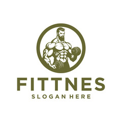 Fitness sport center logo vector illustration