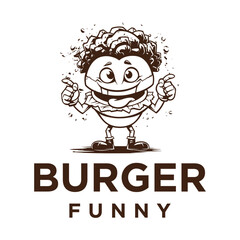 Cute burger, food and beverage logo vector illustration