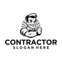 Contractor mascot logo vector illustration