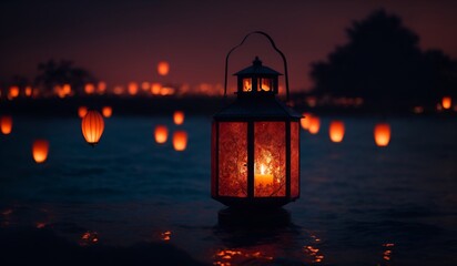 Fototapeta na wymiar Digitally Generated Image of Lantern Glow. A Night of Illumination and Charm