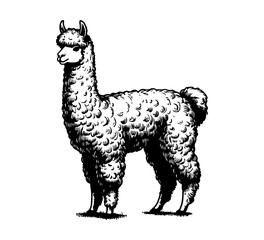 alpaca hand drawn illustration vector graphic