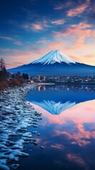 Fototapeta na wymiar 夕暮れの富士山,Generative AI AI画像