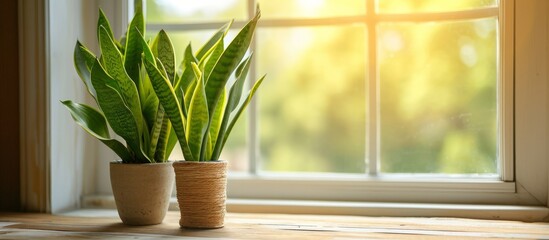 Snake plant in a potted home setting.