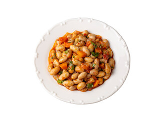 Traditional delicious Turkish food; Kidney beans with olive oil, Red kidney bean stew, Turkish name; Barbunya pilaki