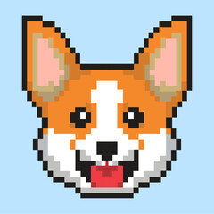 Fototapeta premium A cute pixel corgi dog head.
