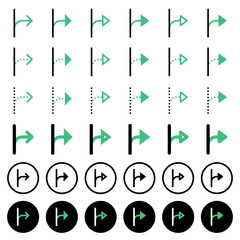 Various arrow icons related to directions.
