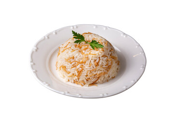 Traditional delicious Turkish food; Turkish style rice pilaf (Turkish name; Tel sehriyeli pirinc pilavi)