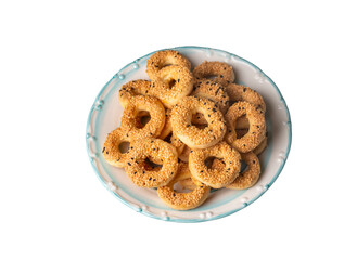 Turkish Bagel with sesame seeds or salty ring cookies. Turkish name; Kandil simidi or tuzlu halka kurabiye
