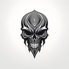 Modern and elegant black gray gradient skull logo, white background