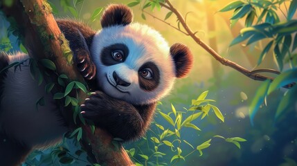 Adorable Panda Wallpaper in Playful 8K Colors
