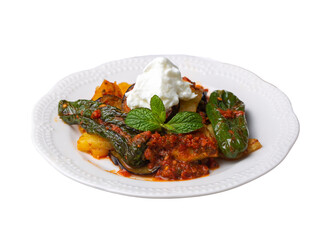 Turkish style mixed vegetable fried with yoghurt (Yogurtlu Karisik Kizartma)