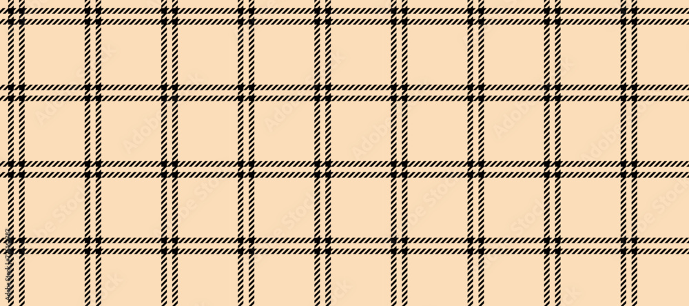 Poster seamless beige windowpane pattern. checkered plaid repeating background. tattersall tartan texture p