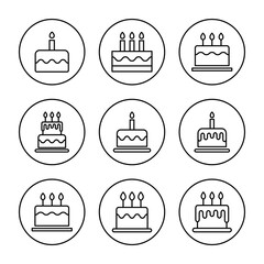Cake icon set  vector. Cake sign and symbol. Birthday cake icon
