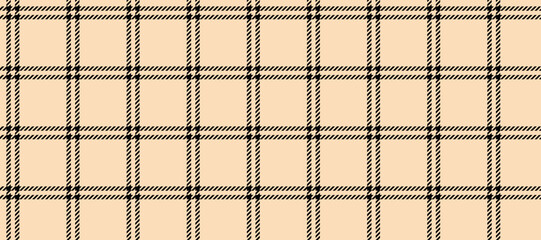 Seamless beige windowpane pattern. Checkered plaid repeating background. Tattersall tartan texture print for textile, fabric. Repeated neutral check wallpaper. Vector backdrop