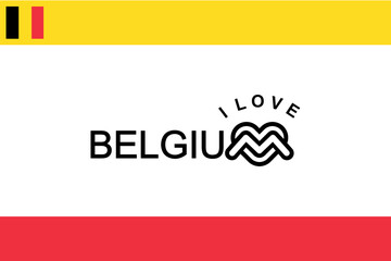 Vector is the word "I LOVE BELGIUM". Red and Yellow.