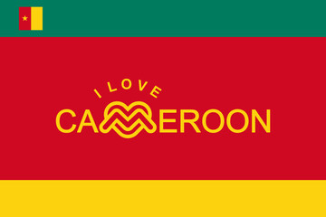 Vector is the word "I LOVE CAMEROON". Red, yellow, brown.