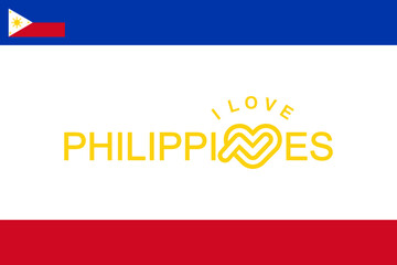 Vector is the word "I LOVE PHILIPPINES". Blue, White and red elegant.