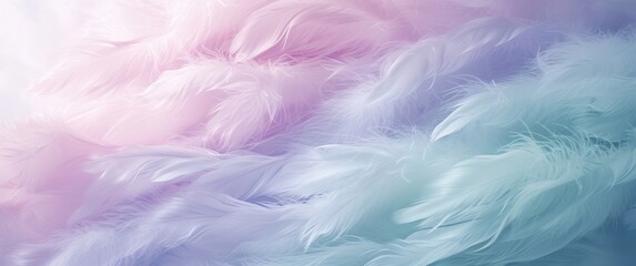 Fototapeta na wymiar Feathered Elegance - Experience the Softness and Serenity of Pastel Colored Feathers. Perfect for Those Seeking Tranquility and Aesthetic Appeal