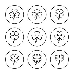 Clover icon set vector. clover sign and symbol. four leaf clover icon.