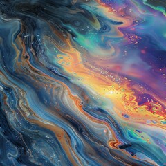 An abstract oil spill pattern with iridescent colors. 