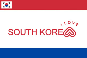 Vector is the word "I LOVE SOUTH KOREA". BLUE and red.