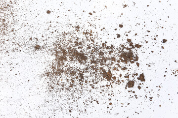 Fototapeta na wymiar Dirt chunks and fine particles of dirt isolated