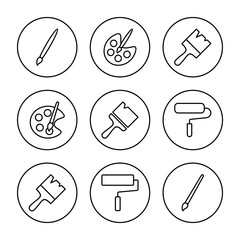 Paint icon set vector. paint brush sign and symbol. paint roller icon vector