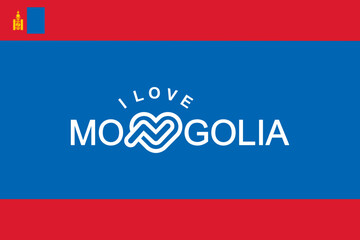 Vector is the word "I LOVE MONGOLIA". RED, WHITE AND BLUE.